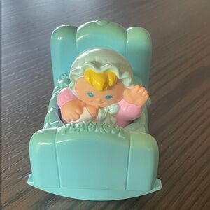 Vintage 1980-90’s Playskool Baby Doll in Blue Cradle